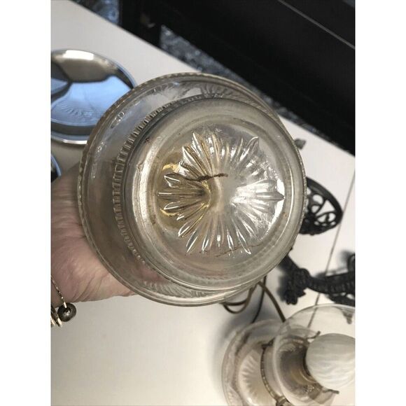 Antique Cast Iron Double Wall Mount Oil Lamp Bracket with two Oil Lamps And Plug - Picture 12 of 14